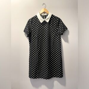 Adorable polka dot with collar mini dress